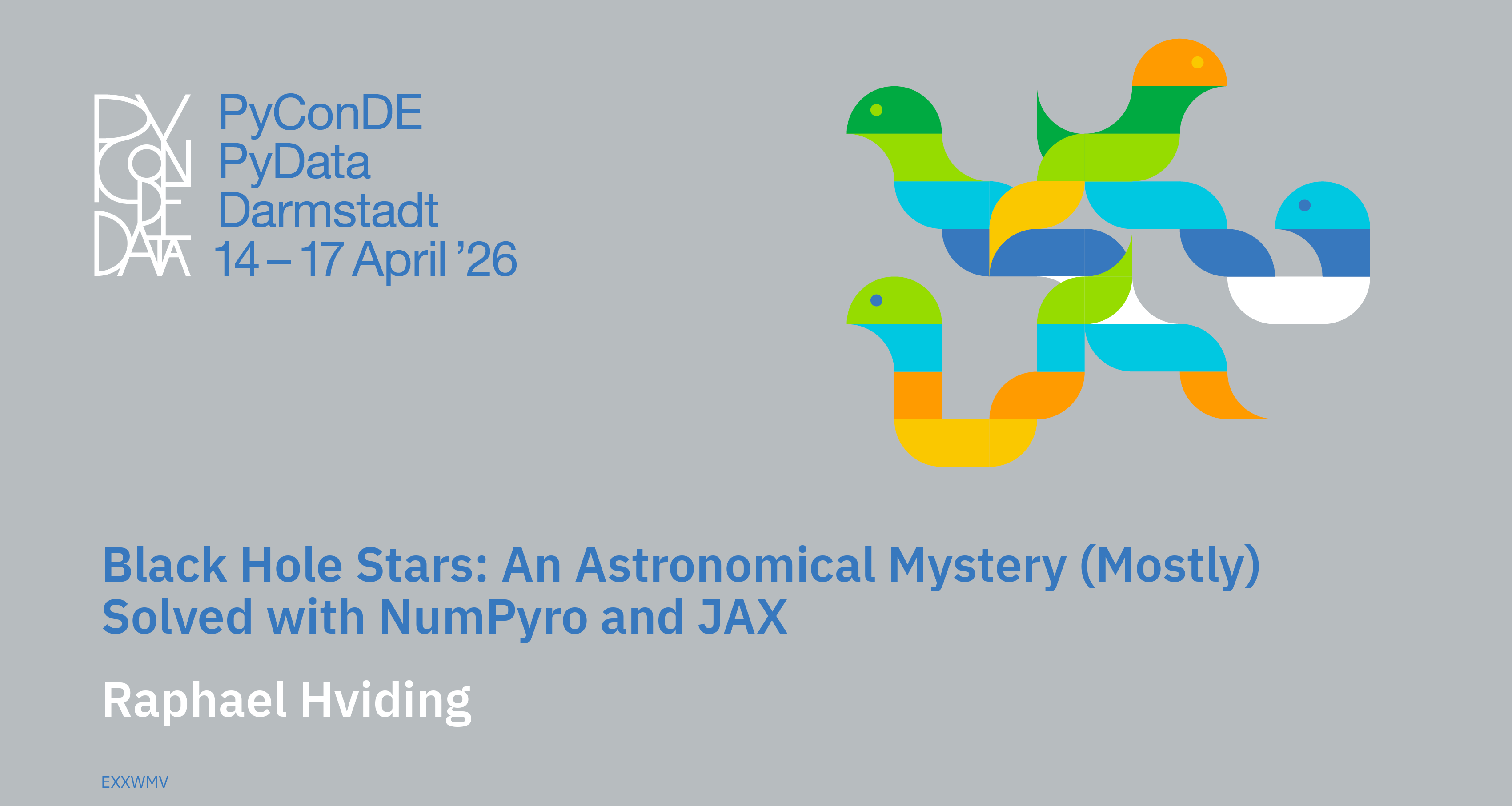 Social card for talk: Black Hole Stars: An Astronomical Mystery (Mostly) Solved with NumPyro and JAX