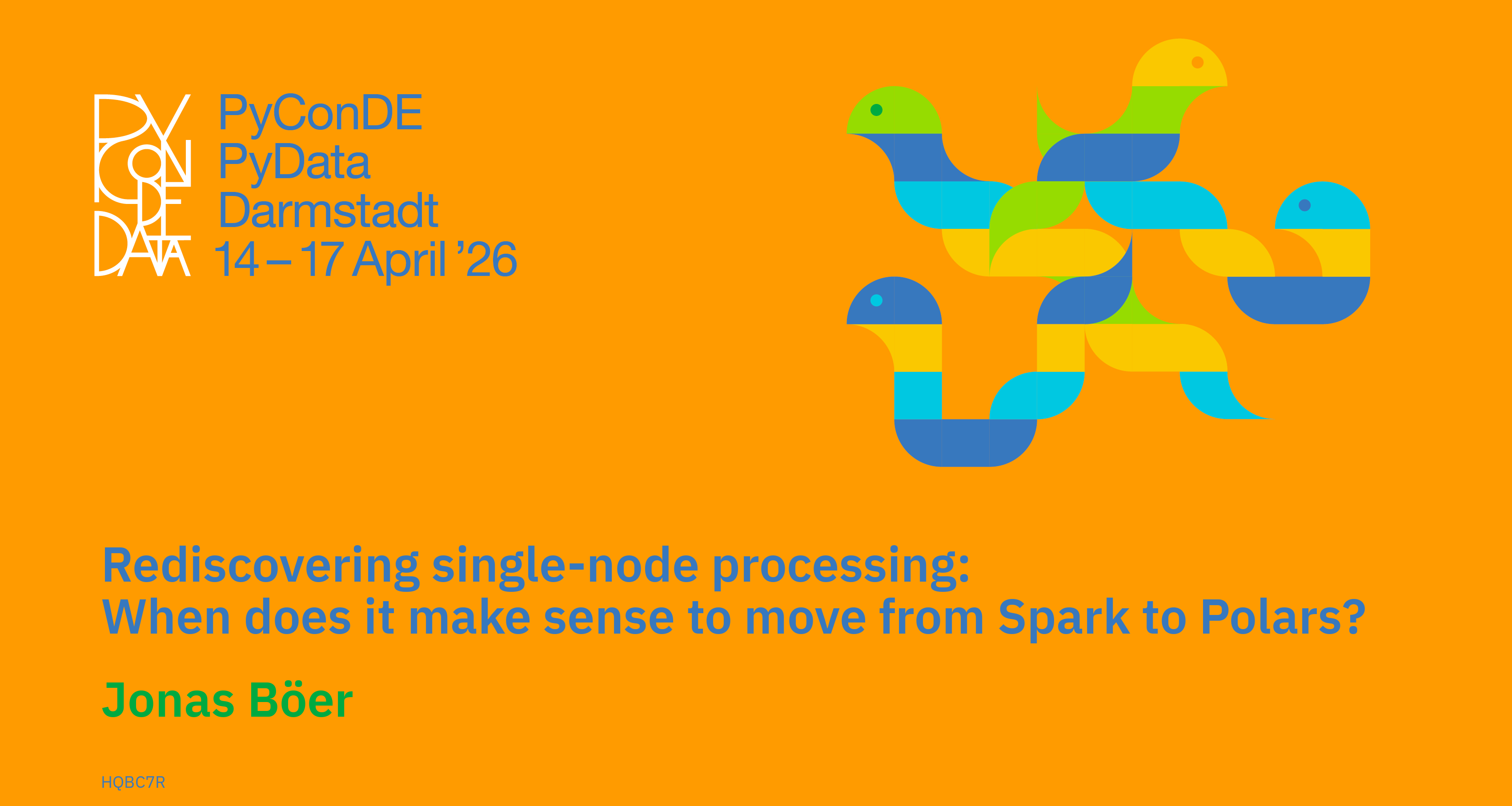 Social card for talk: Rediscovering single-node processing: When does it make sense to move from Spark to Polars?